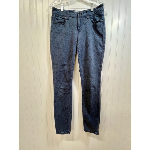 CAbi  Skinny Jeans Pacific Blue Curvy Lace Print Modern‎ Stretch COMFORT WM SZ 6 - Picture 2 of 12